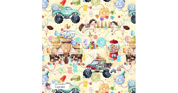 Candy Land Middle Ages Exclusive Seamless Pattern Cupcake